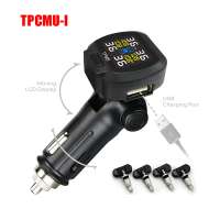 Cigarette lighter tpms car tire pressure monitoring system with 4 Internal sensors Adjustable Angle and USB port for charging