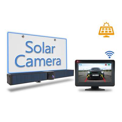 4.3 Inch Monitor with Touch Switch, Solar Wireless License Plate Camera for Car Reversing, Does Not Block State Name