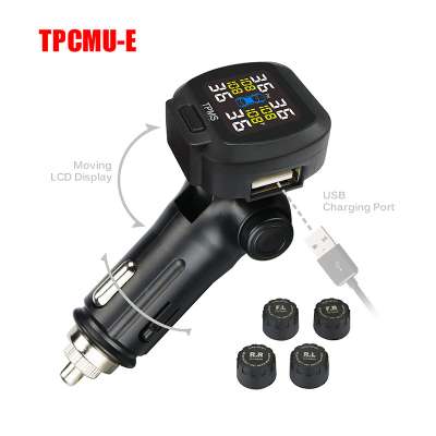 2020 Newest TPMS Cigarette lighter car tire pressure monitoring system with Adjustable Angle USB port and External sensor