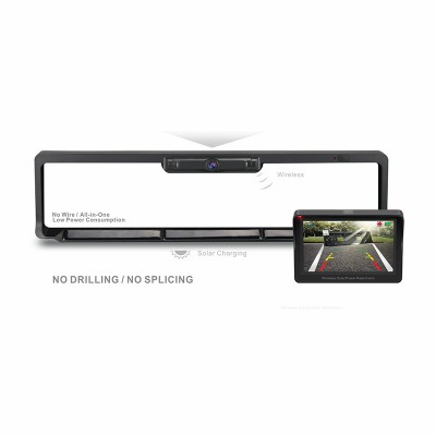 European Digital Solar power car security Rear view System wireless license plate  camera