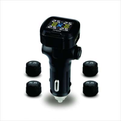 Newest universal tire pressure monitoring system car tpms with USB Port Cigarette LCD Display TPMS with 4sensor