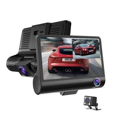 Three Cameras 4inch 3 channels Lens Car DVR 1080P dash cam