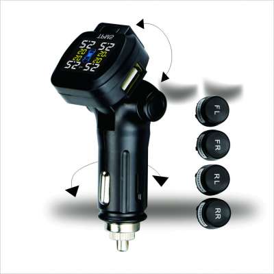 433Mhz TPMS Sensor Tire Pressure Monitoring System with USB charging port and 4external sensor