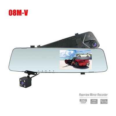 HD1080P Dual record car mirror dash camera  with rearview camera for car video recording