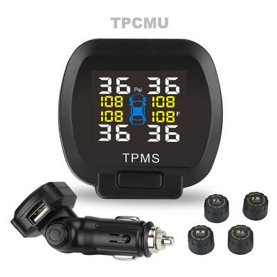 Universal Car Cigarette Lighter LCD Display Tire Pressure Monitoring System with USB Charging Port External Sensor & Tools TPMS