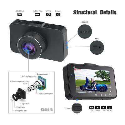 3 Inch 1296p hidden car camera for car video recording