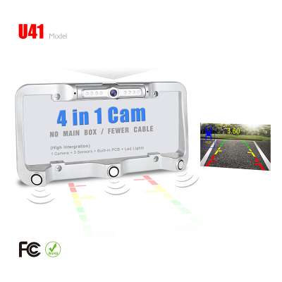 Car license plate frame Video parking sensor with security camera